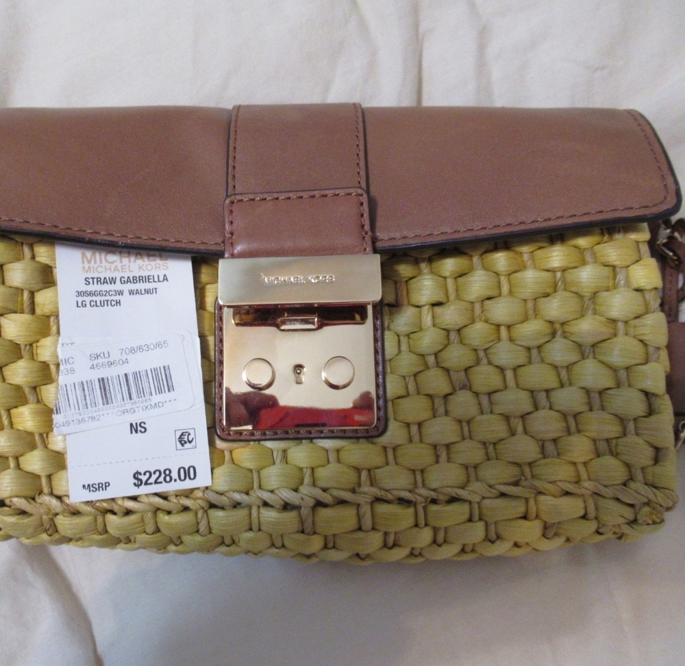 Michael Kors GABRIELLA STRAW  LEATHER SATCHEL BFPM-09-197